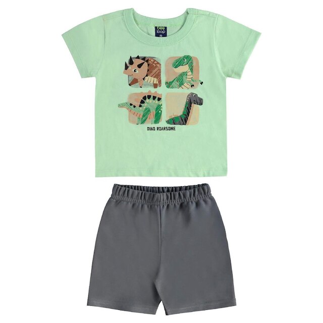 Conjunto Camiseta Dino Bermuda Bee Loop